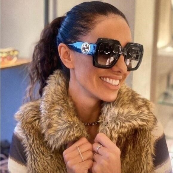 New - 💯- GUCCI GG1022 006 54 23 Oversize Black Sunglasses - Picture 5 of 10